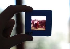 vintage slide with a photo of parents