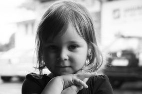 black and white portrait of a pretty baby girl model
