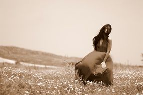 sensual woman on the meadow