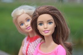 Barbie dolls on the background of greenery