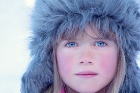 Girl in winter fur hat
