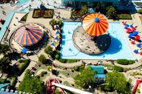 amusement park with minigolf aerial view