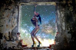 sexy character in the background of the night