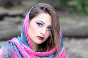 girl in a color scarf