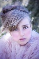 a woman with a beautiful face close-up on blurred background