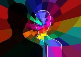multicolored abstract silhouette of a man