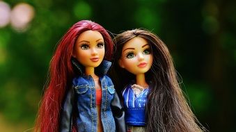 two girlfriend dolls with long hair