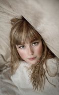 beautiful girl with long hair closeup