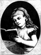 portrait of a girl reading a book in Victorian style
