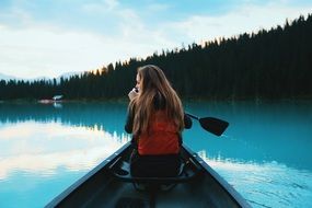 Girl is doing canoeing