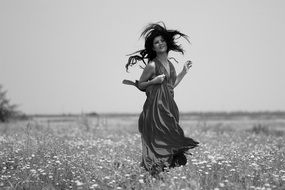 happy woman on the meadow