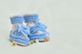 blue knitted baby socks
