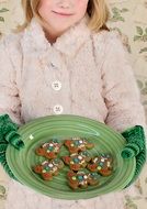 Christmas cookies in a green plate