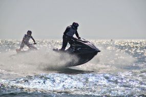 jet ski competition at sea