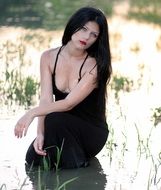 girl in black dress with black hair