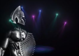 image of a spartan warrior in bright lights