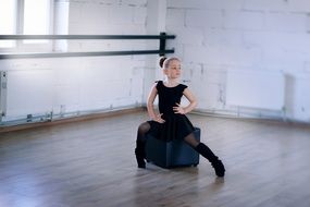 caucasian Child Girl in rehearsal studio
