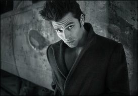 Black and white photo of attractive man model