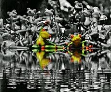 group of ceramic frogs