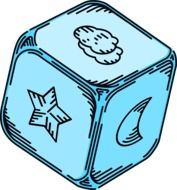 painted blue children`s cube