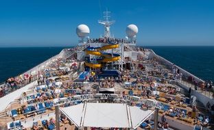 Tourism on a deck of cruise ship