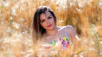girl on the field in summer