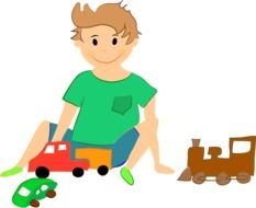 painted boy with toys