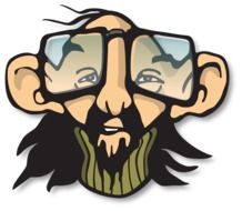 Bald Man in Geek Glasses, Hippie, illustration