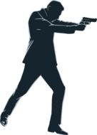 Silhouette of the man with the gun clipart