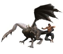 the dragon caught the man by the tail
