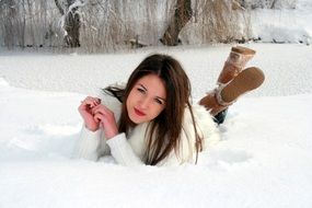 girl in white snow