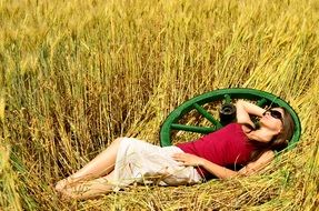 young girl on a wheat field