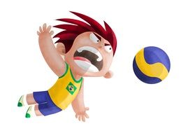 attacking cartoon volleyball player