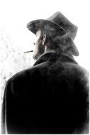 a man in a hat with a cigarette