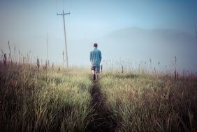 man Walking meadow