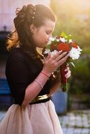 Girl with extraordinary beauty Bouquet