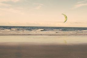 landscape of Kite surfing in the ocean on vacation