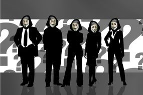 silhouettes of people in masks