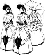 Black and white drawing of the ladies clipart