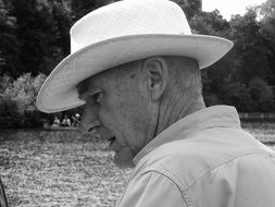 old man in a cowboy hat in profile