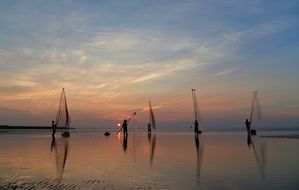fishing in vietnam at sunrise