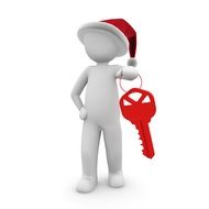 Santa Claus with a key in hand