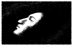 Black and white illustration of face of sleeping Girl