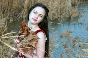 portrait of Girl Princess at Lake