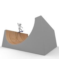 abstract person on Skateboard at top of Halfpipe, rendering