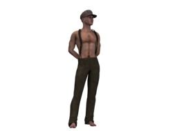 man in trousers and with a torso