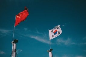 flags of the Peopleâs Republic of China and the Republic of Korea