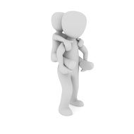 Clipart of a man with a child on her back