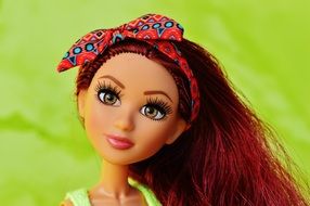 head doll with red hair