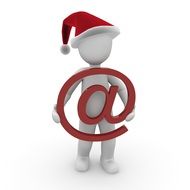 Santa Claus with the @ sign in the hands of